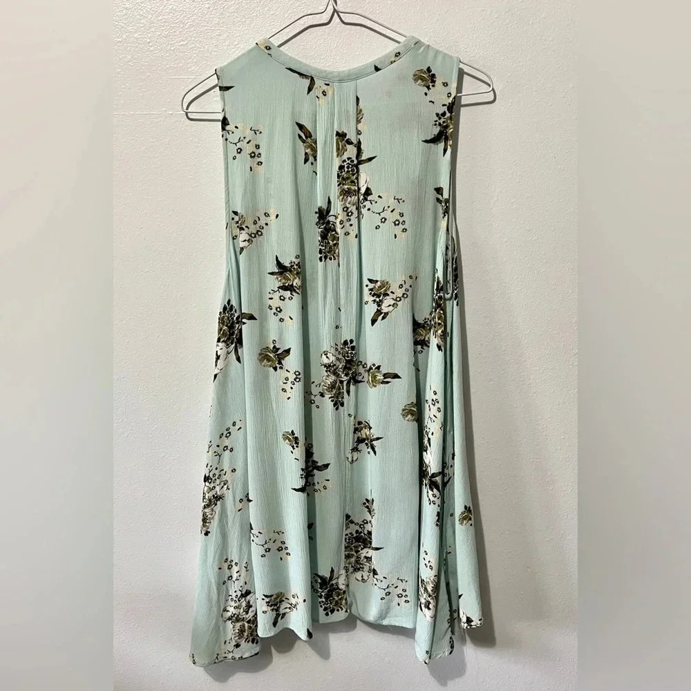 Free People Tree Swing Tunic Mint Floral Mini Swing Dress - Small